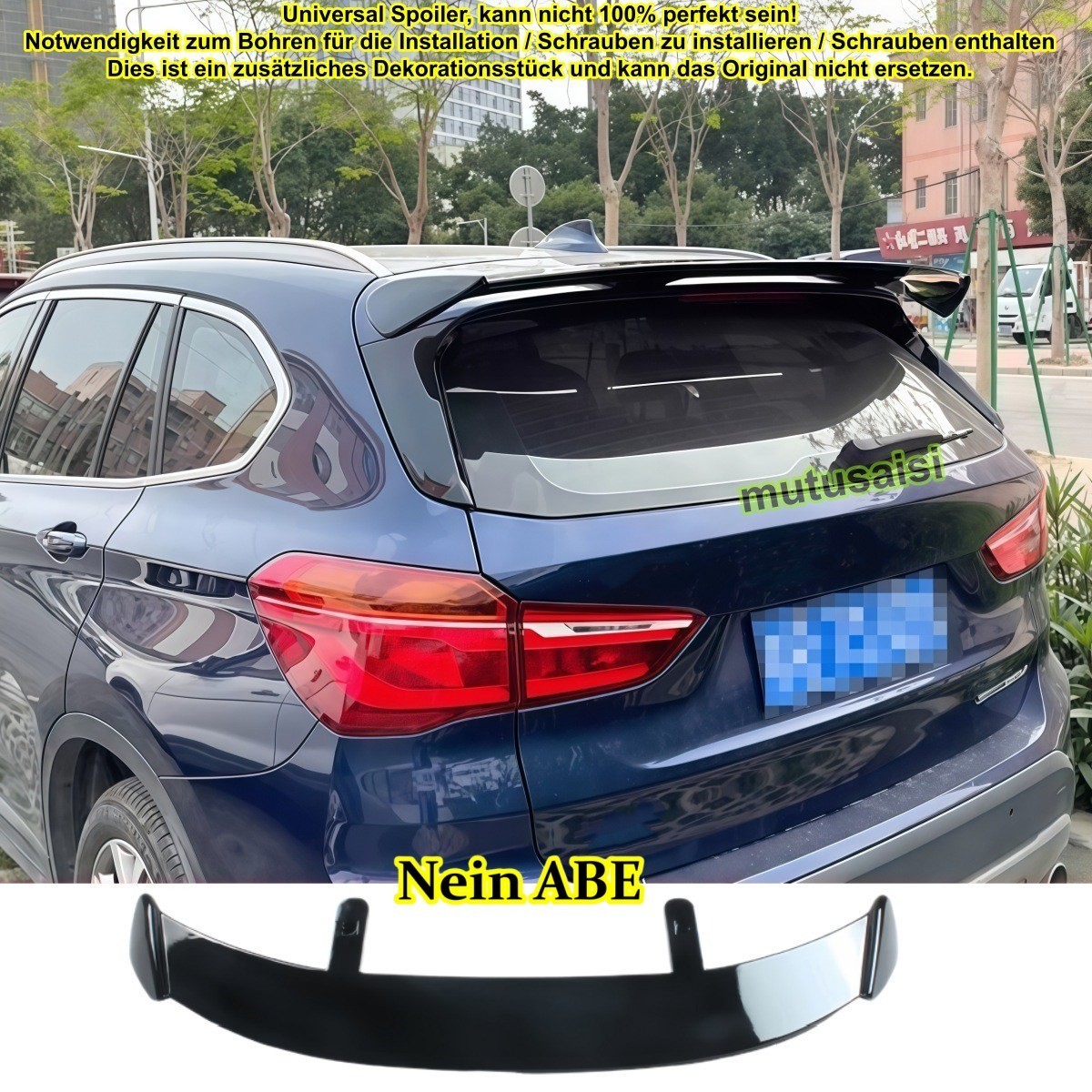 Aileron de toit style sport BMW X1 F48 pour trajets et voyages