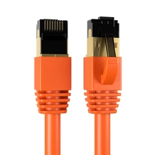 CAT8 Orange STFP Ethernet Cable 40Gbps 2GHz Copper LAN Wire 0.5FT-75FT Multi LOT