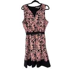 Carmen Marc Valvo Luxe Pink Floral Dress Fit and Flare Cocktail Women's 14W