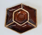 Rare Hull Brown Drip 2 Piece Chip n Dip Set with Sauce Bowl