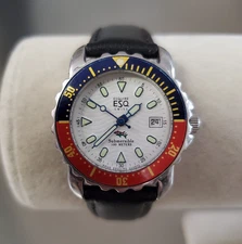 ESQ Submersible Watch Women's Analog Date Black Leather Swiss Water Resist 30 mm