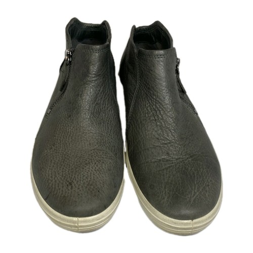 ECCO Soft 7 Low Cut Ankle Boot Side Zip Womens US 8/8.5 EU 39 Gray Leather