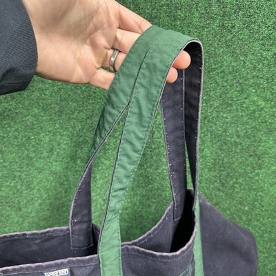 Vintage 90s Lands End Boat Tote Style Canvas Bag Blue Green Made