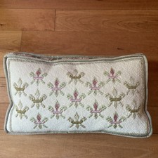 Vintage Needlepoint Wool French Style Decorative Throw Pillow 16 X 9