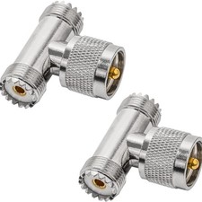 Coaxial Connector UHF Male to Dual UHF Female 3 Way Splitter Coax Adapter PL2...