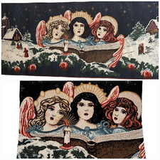 Christmas Victorian Angels Tapestry Table Runner Joy To The World Theme Decor