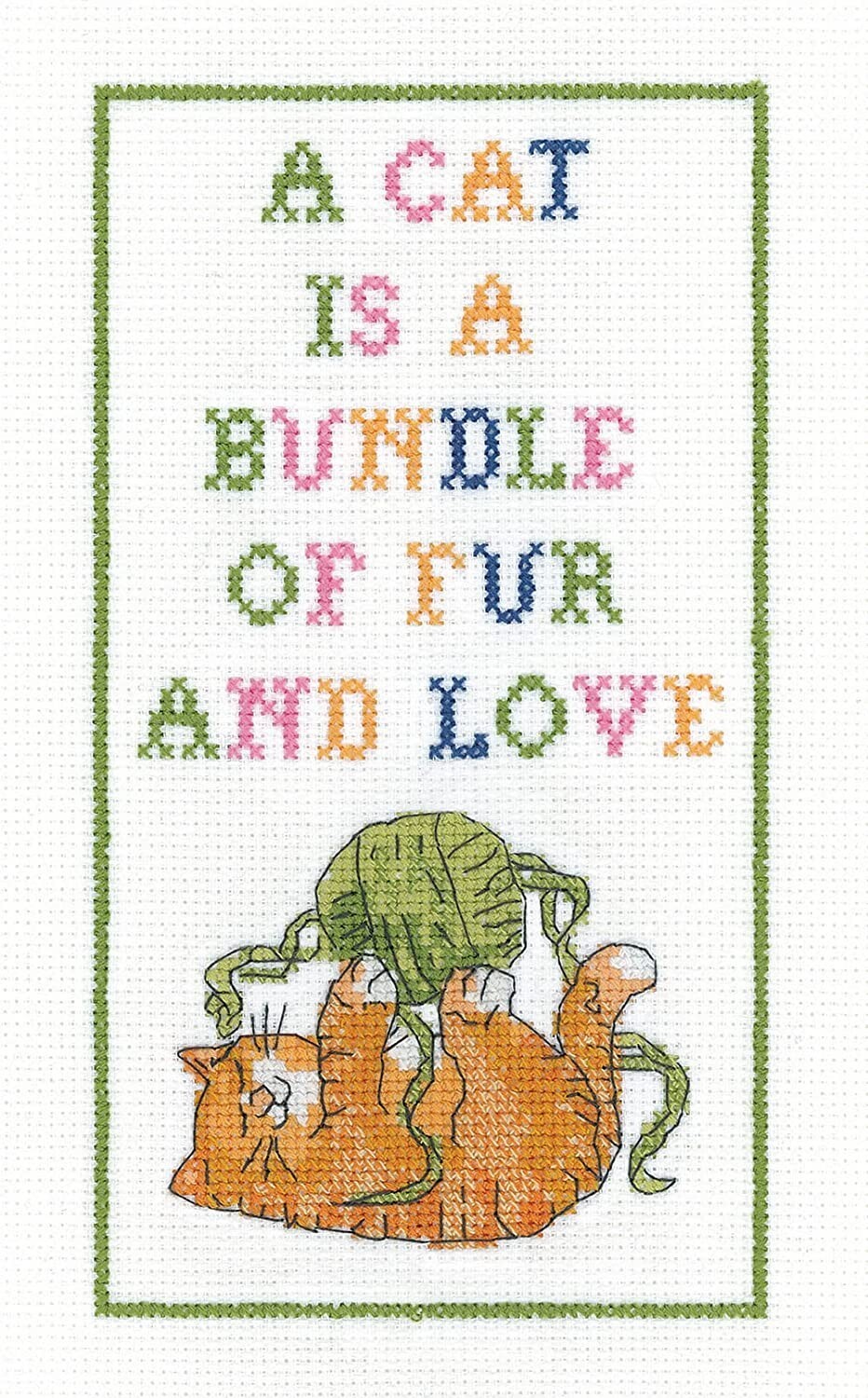 Heritage Crafts Cross Stitch Kit - Bundle of Fur, Cat