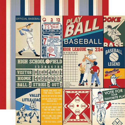2 Hojas de Papel Bella BÉISBOL 12x12 Libro de recortes Cartas - Tú eliges - Imagen 2 de 13