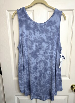 NWT Old Navy Size XL Blue Dyed Tie Dye LUXE Tank Top Tee T-Shirt