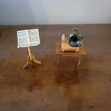Casa delle Bambole Grammofono Fonografo Victrola Giradischi con Supporto per Spartiti Musicali 
