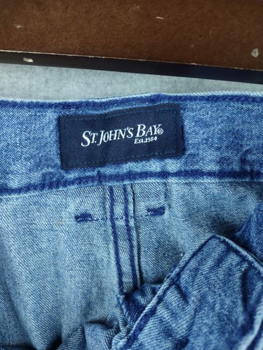 St. John's Bay Cargo Shorts Mens 48 Blue Vintage 90s Belted Denim Hiking Outdoor - Picture 7 of 12