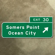 New Jersey parkway exit 30 Somers Point Ocean highway road sign Garden 24x10