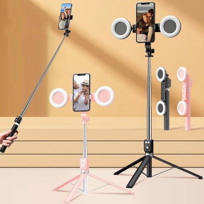 6-in-1 Selfie Stick W/ Fill Light 67'' Phone Tripod Bluetooth Remote Live Stream