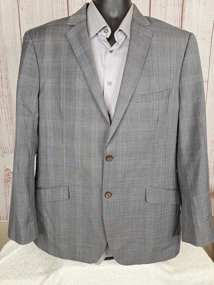 Traje Bachrach 2 Piezas Hombre 44R 38X29 Gris Cuadros Super 120 Lana DV Foto 4 de 4