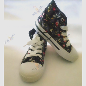 black floral tennis shoes