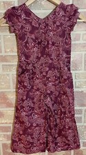 Janie  Jack Wide Leg Jumpsuit Puff Sleeve Burgundy Paisley Girls Size 4