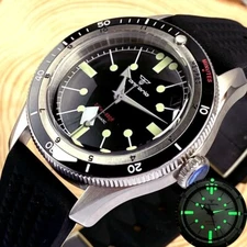 40mm 200M Double Bow Sapphire Diver Watch For Men Japan NH35 Automatic Black