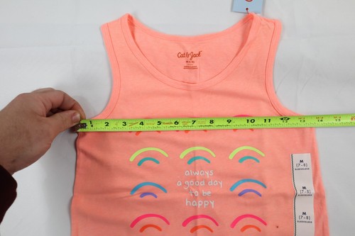 Cat and Jack Kids Girl's Medium (M)(7-8) Orange GOOD DAY Sleeveless Tank Top NEW - Picture 3 of 14