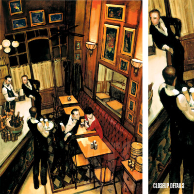 28W''x38H'' BISTRO by JUAREZ MACHADO - RESTO BAR DRINKS CASUAL CHOICES of CANVAS