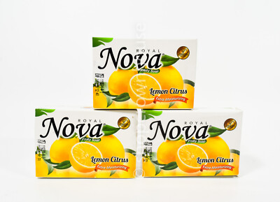 3 bars Royal Nova FRUITY SOAP Lemon Citrus Extra Moisturizing 11/2026 READ