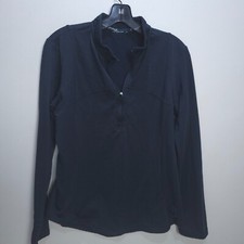 SPYDER Pullover Top Jacket Women's Large 1/4 Zip Long Sleeve Thumb Holes Navy L