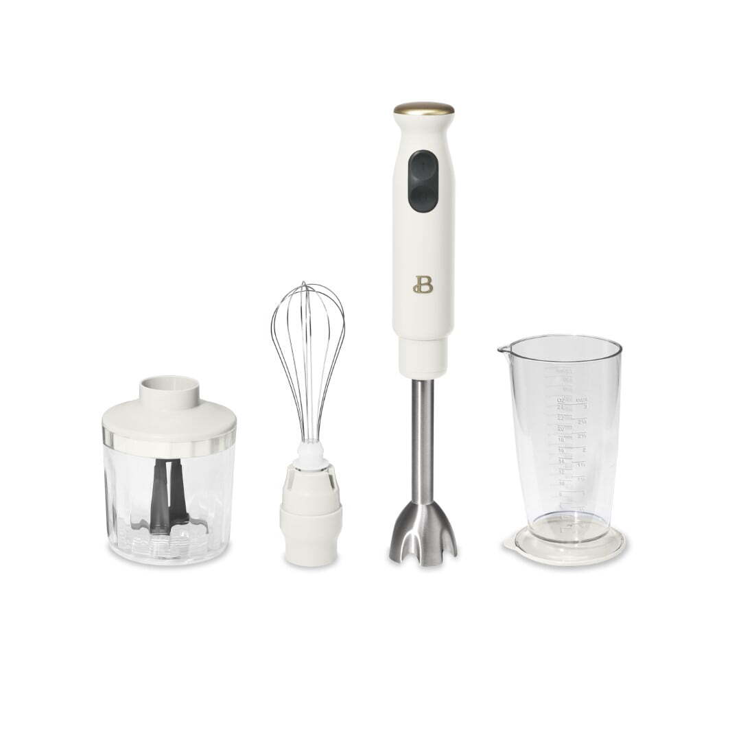 Beautiful 2-Speed Immersion Blender with Chopper & Measuring Cup White Icing