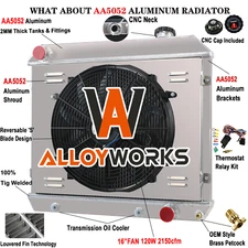 4 Row Radiator Shroud Fan For 63-66 65 Chevy C/K C10 C20 C30 K10 K20 Pickup V8