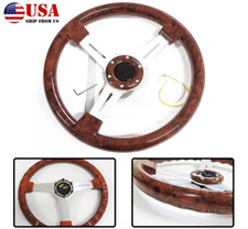 Universal 350mm Abs Sport Retro Wood Grain Auto Racing Steering Wheel 146hole
