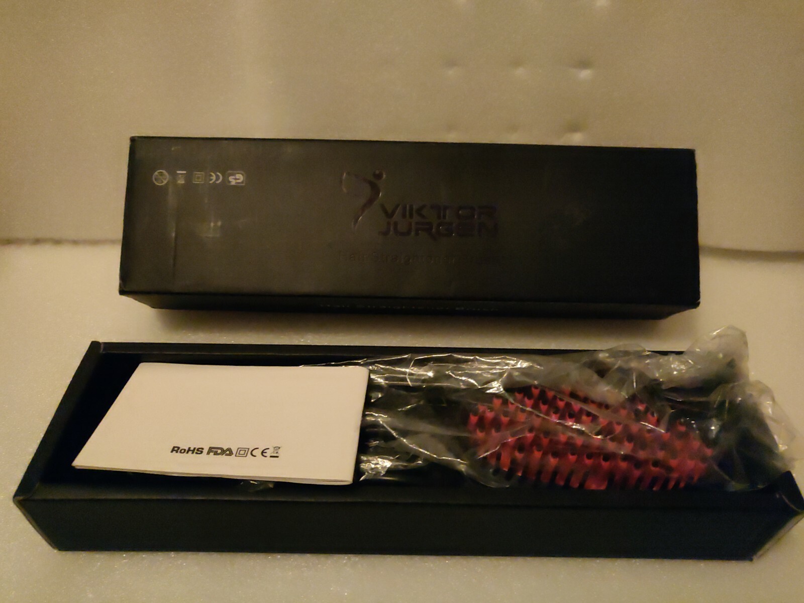 Viktor Jurgen Hair Straightener Brush with Drawstring Travel Bag FREE
