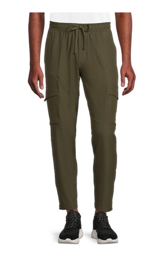 RUSSELL Men’s Size 3XL Woven Stretch Cargo Pants Drawstring Zipper Pockets Olive - 第 1/10 張圖片
