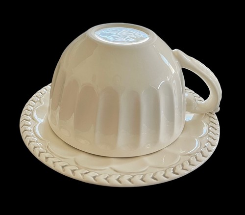 Set Of 2 American Atelier Athena 5166 White Ironstone Tea Cup & Saucer Set EUC - Picture 5 of 16