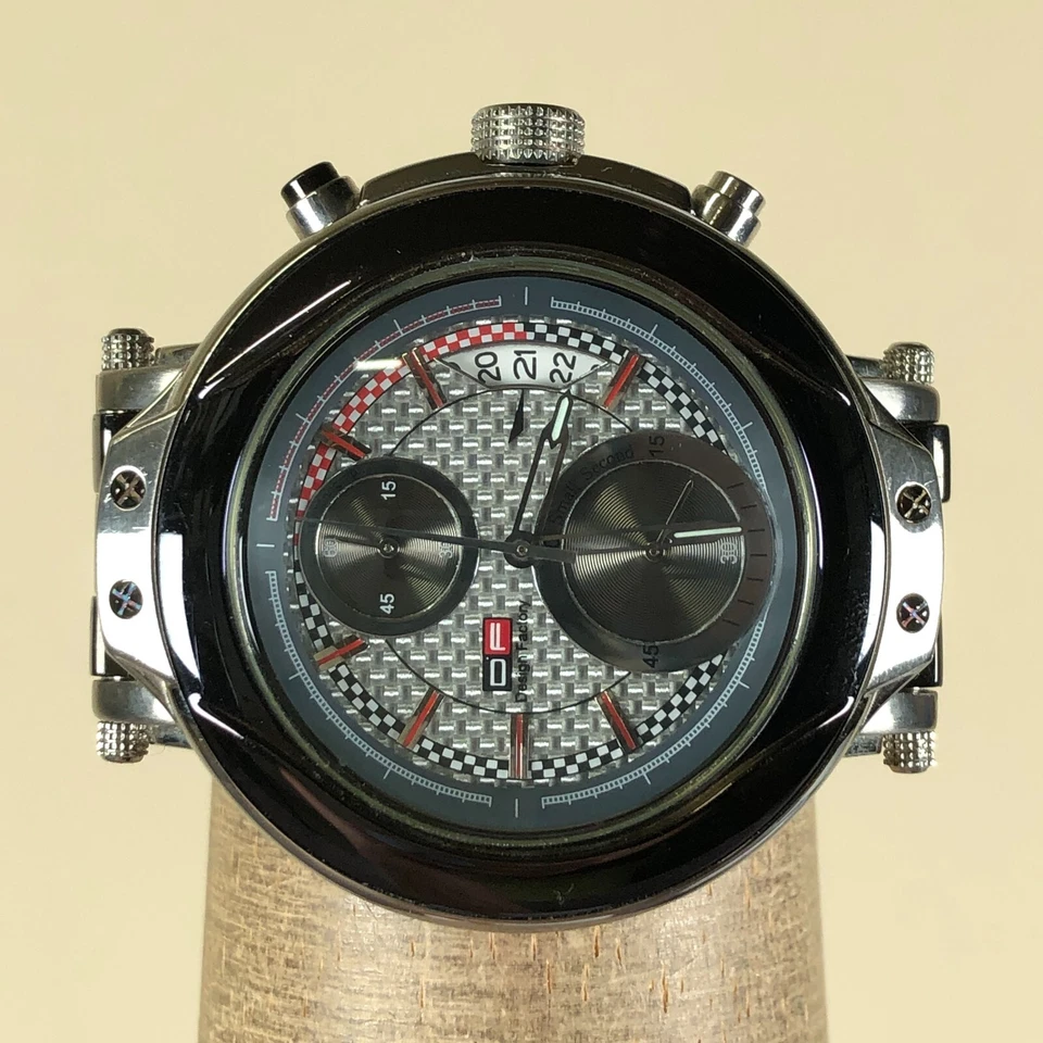 Reloj cronógrafo Design Factory para hombre DFU011 negro tono plata cuarzo 42 mm 6" Foto 2 de 4