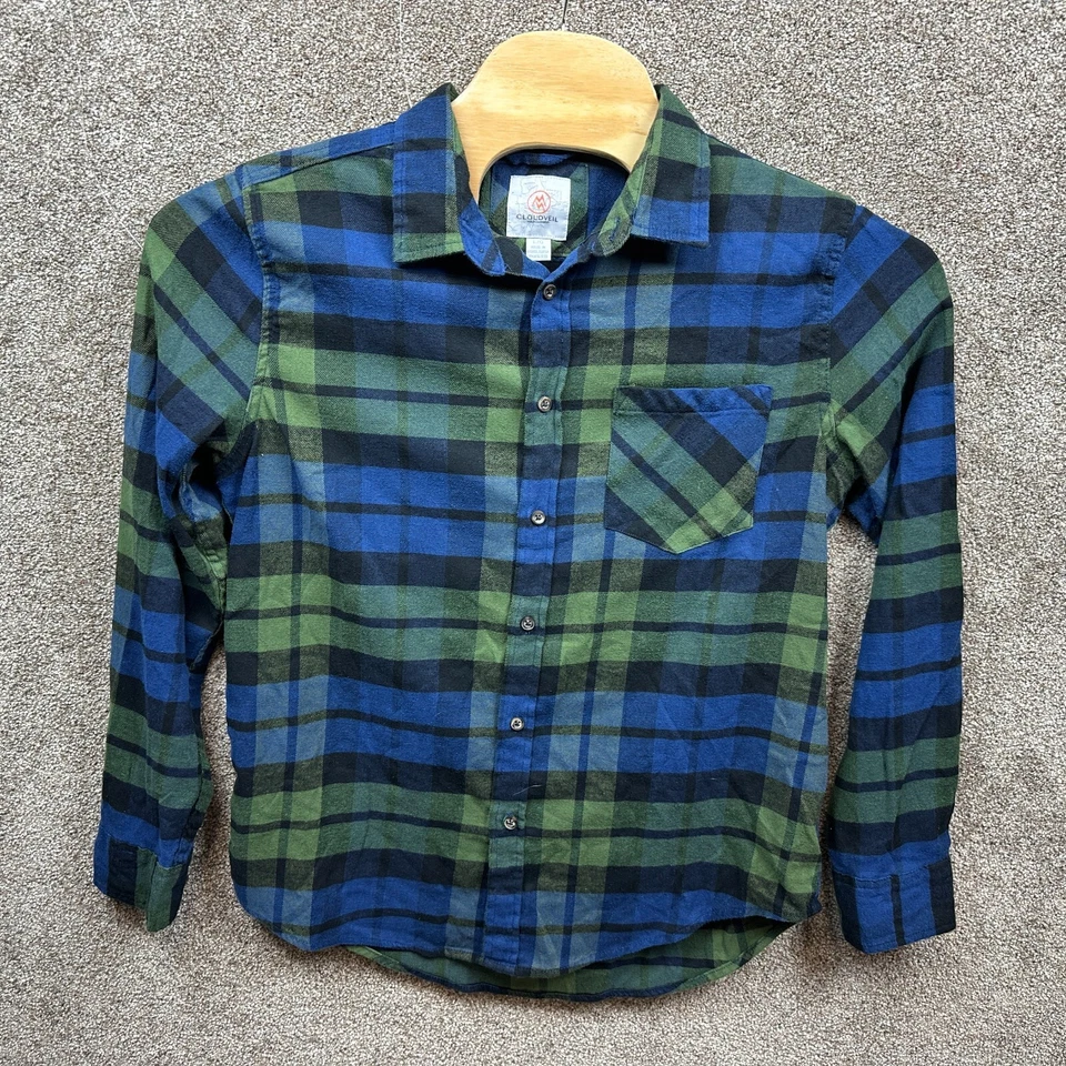 Cloudveil Mountainworks Flannel Shirt Mens L Blue/Green Plaid Cotton Button Down - Image 4 of 4