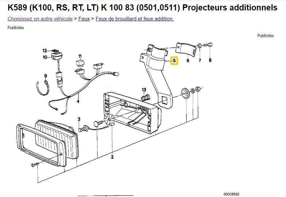 Supports de phares pour BMW K100 et K75 en acier noir - 3