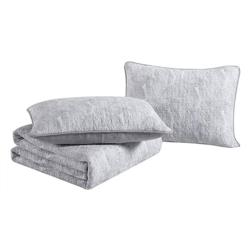 Tommy Bahama Quilt/Coverlet Bedding Twin Linen Cotton Botanical Polyester Gray - Picture 8 of 9