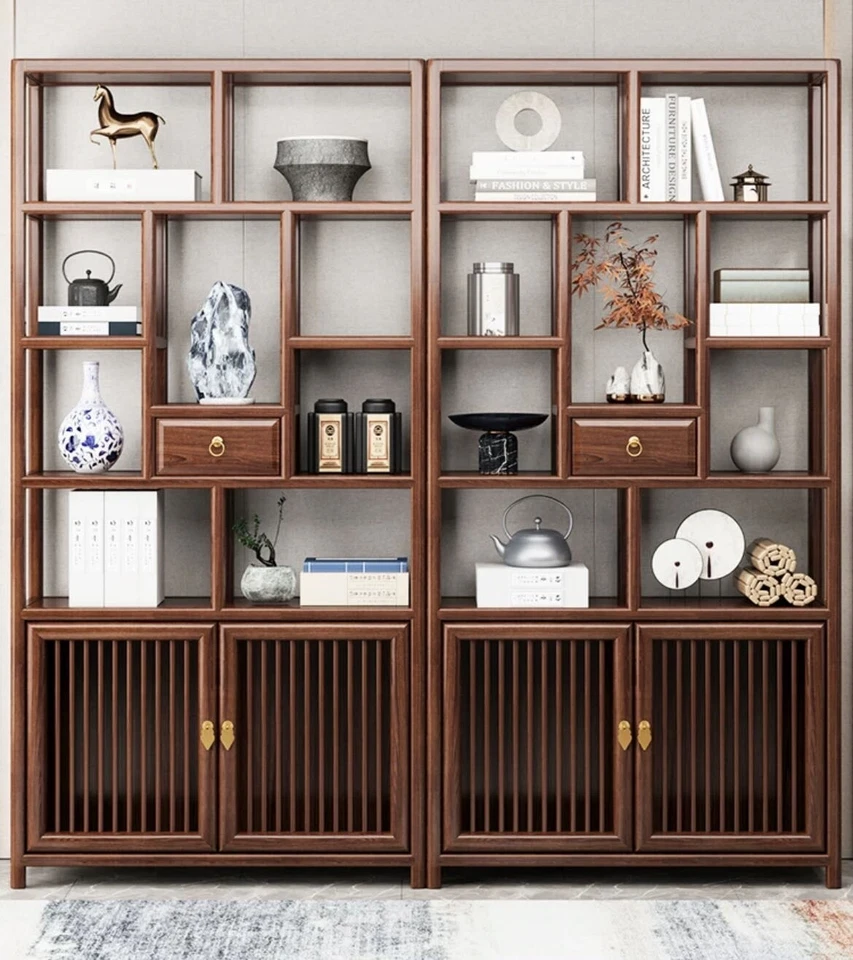 Decorativo | Artesanal en madera | Asiático | Gabinete oriental | Estante de madera chino Foto 2 de 3