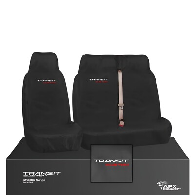 For Ford Transit Custom - Heavy Duty Black Custom Van Seat Covers Waterproof 2+1
