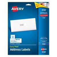 Avery Easy Peel Mailing Address Labels Inkjet 1 X 2 5/8 White 750/pack 8160 on sale Avery Easy Peel Mailing Address Labels Inkjet 1 X 2 5/8 White 750/pack 8160 on sale
