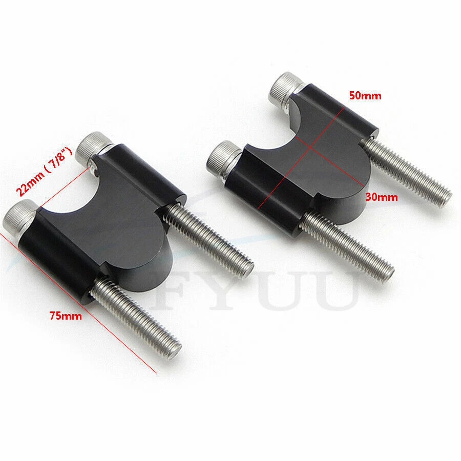 1 Pair CNC Motorcycle 7/8" 22mm Handlebar Riser Kit Raise Clamp Mount Universal - Image 3 of 4