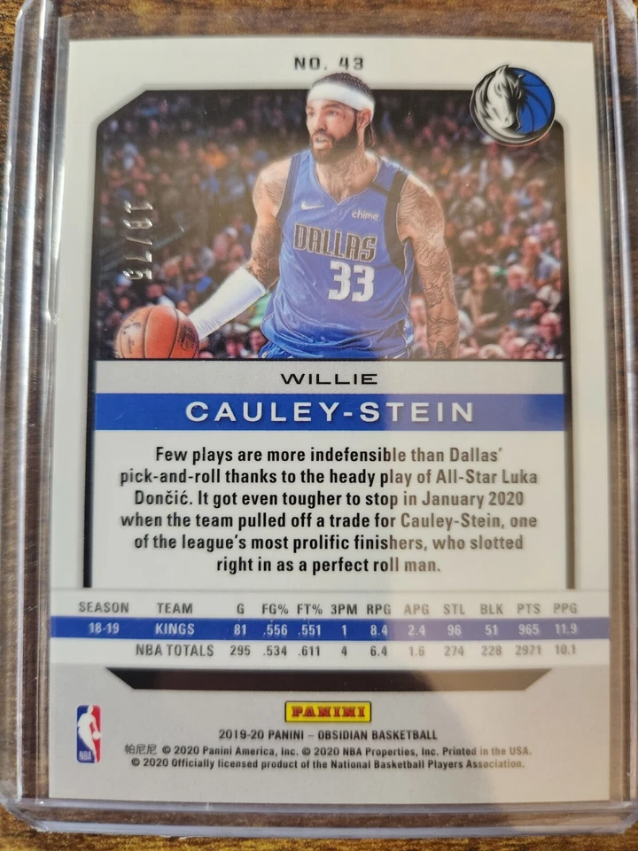 2019-20 Panini Obsidian Willie Cauley-Stein Purple Electric Etch 18/75 #43 - Image 2 of 2