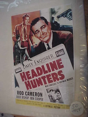 Headline Hunters Movie Poster--Starring Rod Cameron--1955--Republic Pictures