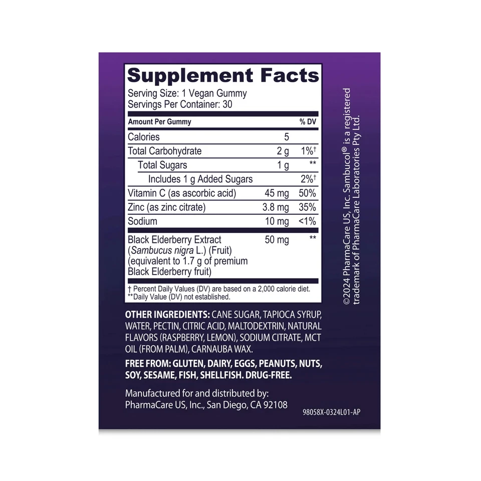 Gomas de suporte imunológico Sambucol Black Elderberry - 30 unidades - Imagem 2 de 3