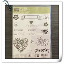Stampin Up BLOOMIN LOVE Clear Stamp Set Xoxo Heart Valentine Friend Flowers