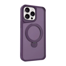 For iPhone 16 Pro Max 15 14 13 12 11 Matte Magnetic Case with 360° Ring Stand
