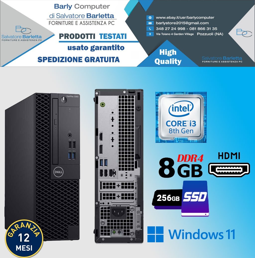 PC ECONOMICO PICCOLO DELL SSF OPTIPLEX 3060 i3 8100 8GB SSD 256...
