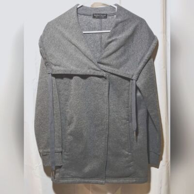 Bagatelle Women's Oversized Neck Gray Fleece Medium Snap Closure Jacket
