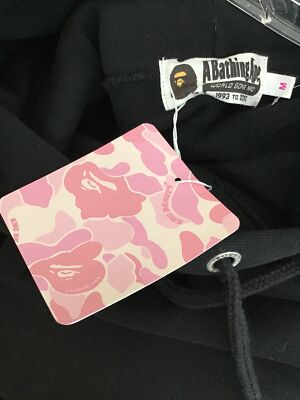A Bathing Ape Sweatshirt Black Hoodie Pink Knc Beauty Logo Size M