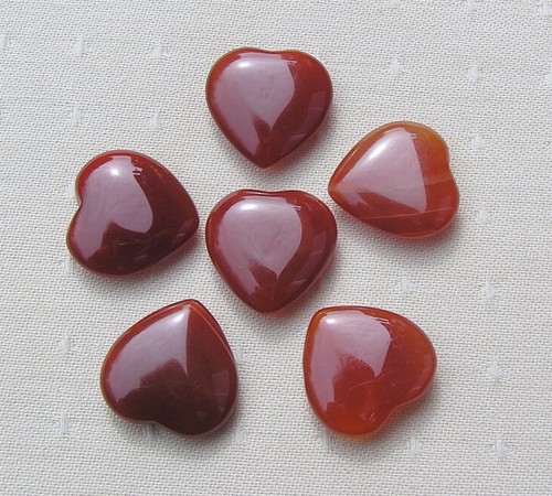 6 corazones pulidos hinchados de piedras preciosas sólidas de cornalina - 20 mm - chakra - Reiki - rejilla - Imagen 4 de 5