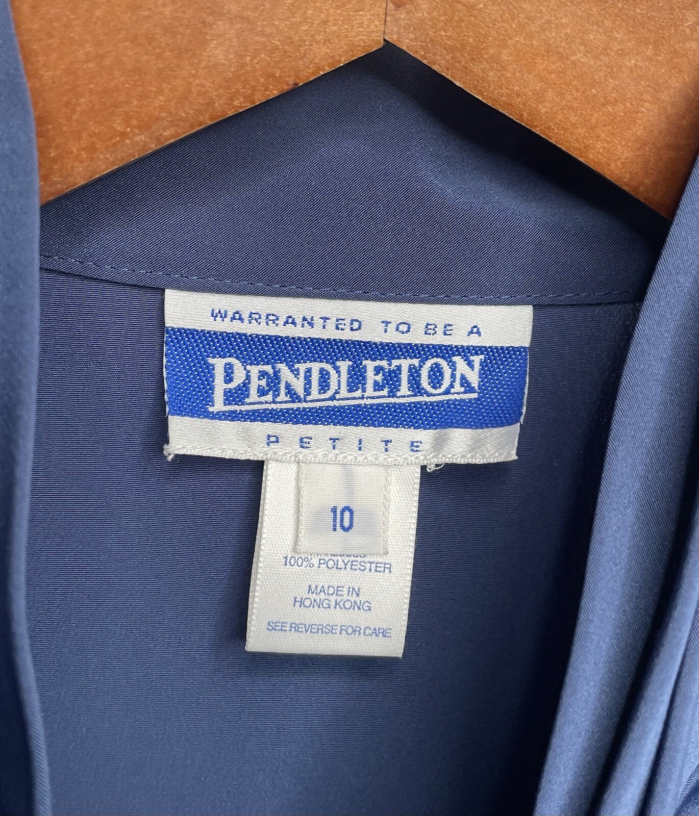 Vintage Pendleton Dark Blue Button Up Blouse High… - image 4