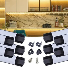 Muzata 10Pack 6.6FT/2M V Shape LED Channel Black Aluminum LED Strip Diffuser